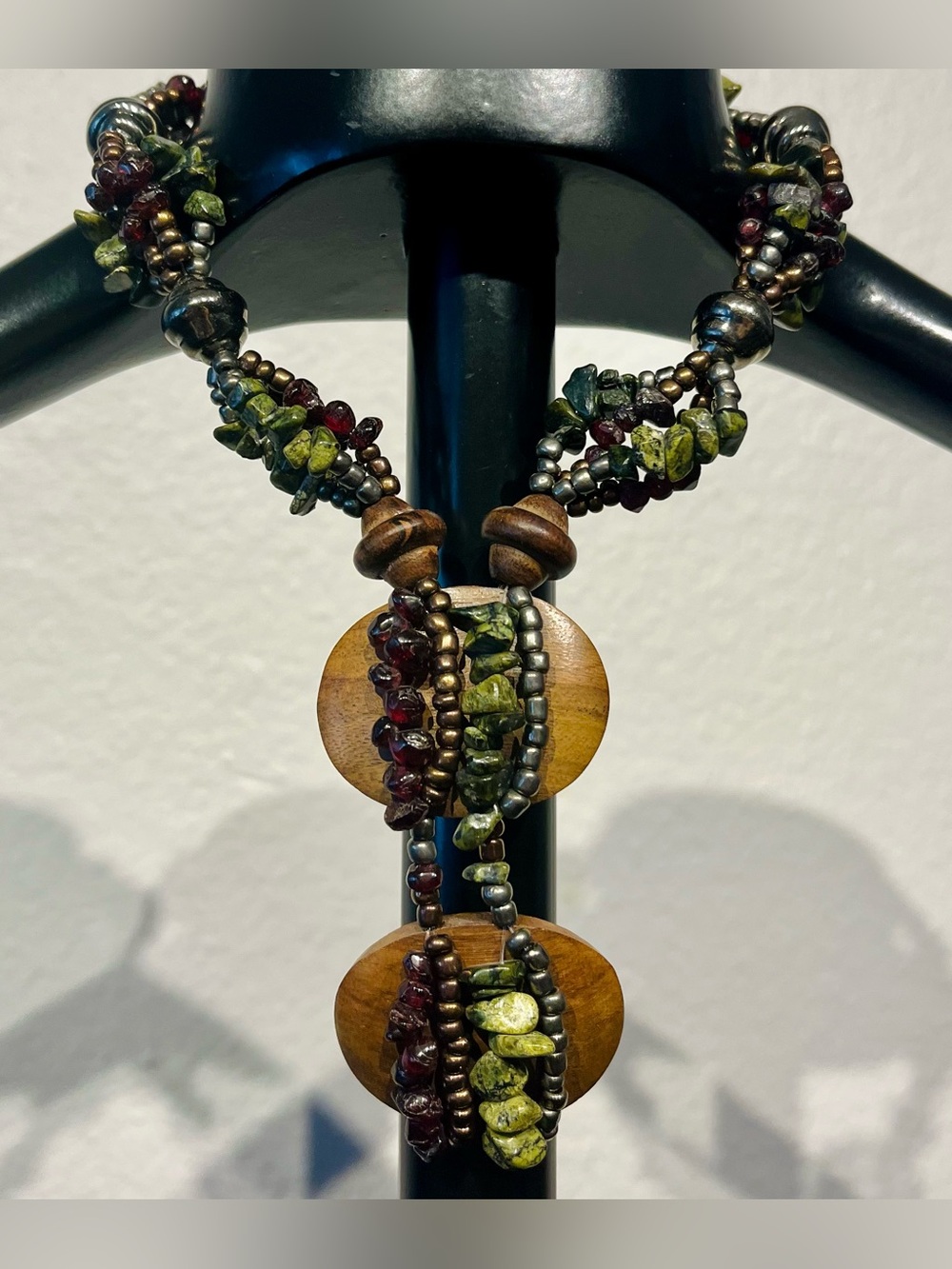 Vintage Green and Brown Beaded Statement Necklace
